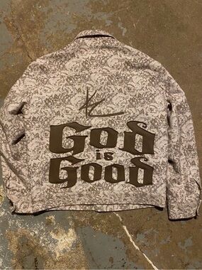 Floral Print 'God is Good' Bomber Jacket